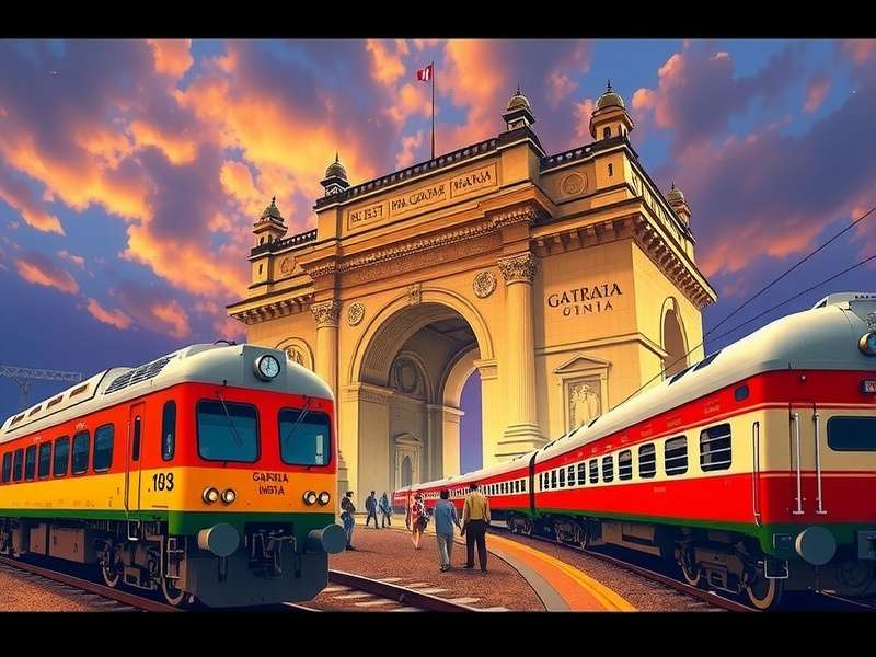 Mumbai Marvels Official Cover - Explore the Maximum City Mumbai Marvels Cover Art with Gateway of India and local trains